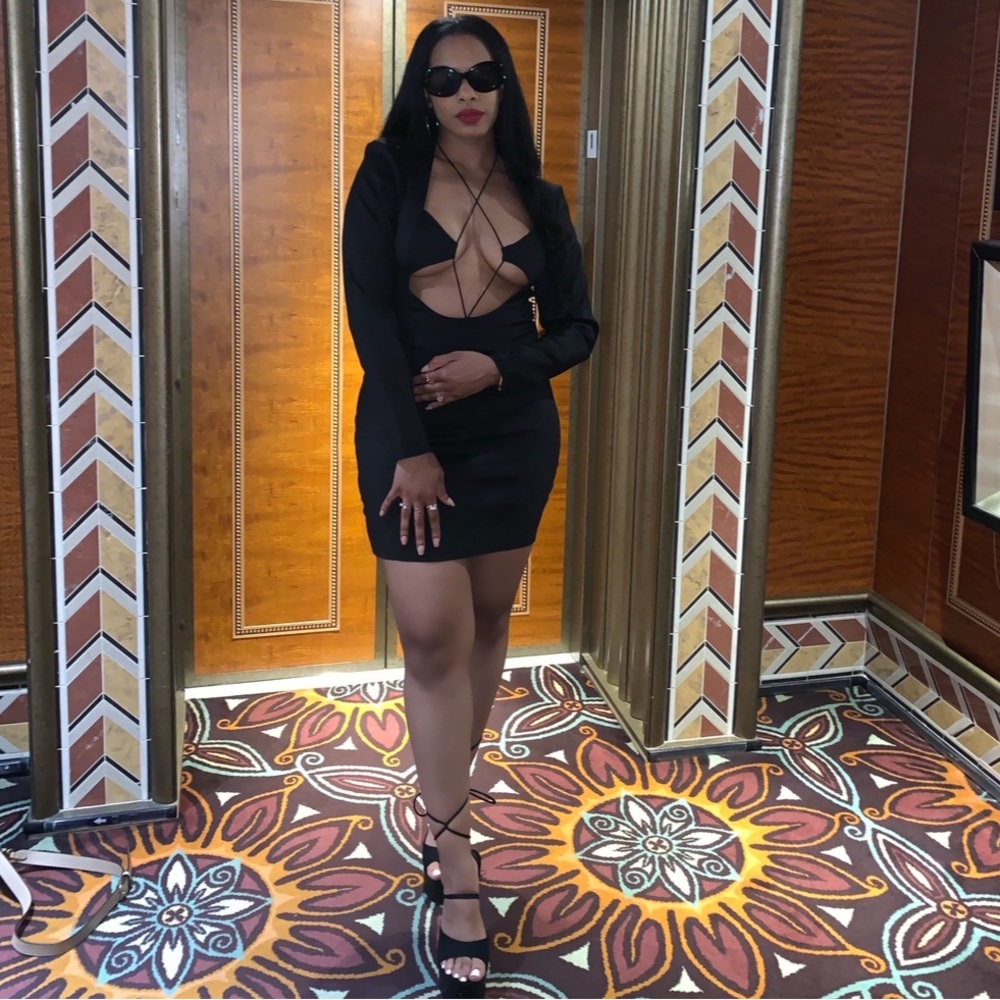 Black Low Cut BooHoo dress